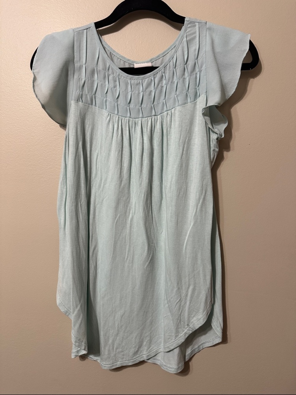 Merona Pale Blue Flutter Yoke Blouse